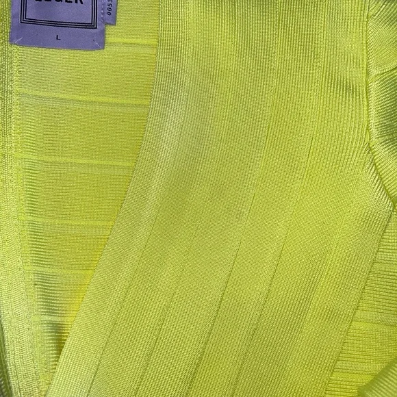 🆕 Hervé Leger Neon Yellow Nathalia Night Out Dress - Picture 11 of 12